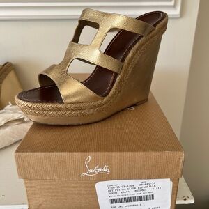 Christian Louboutin Gold Wedge Sz 41